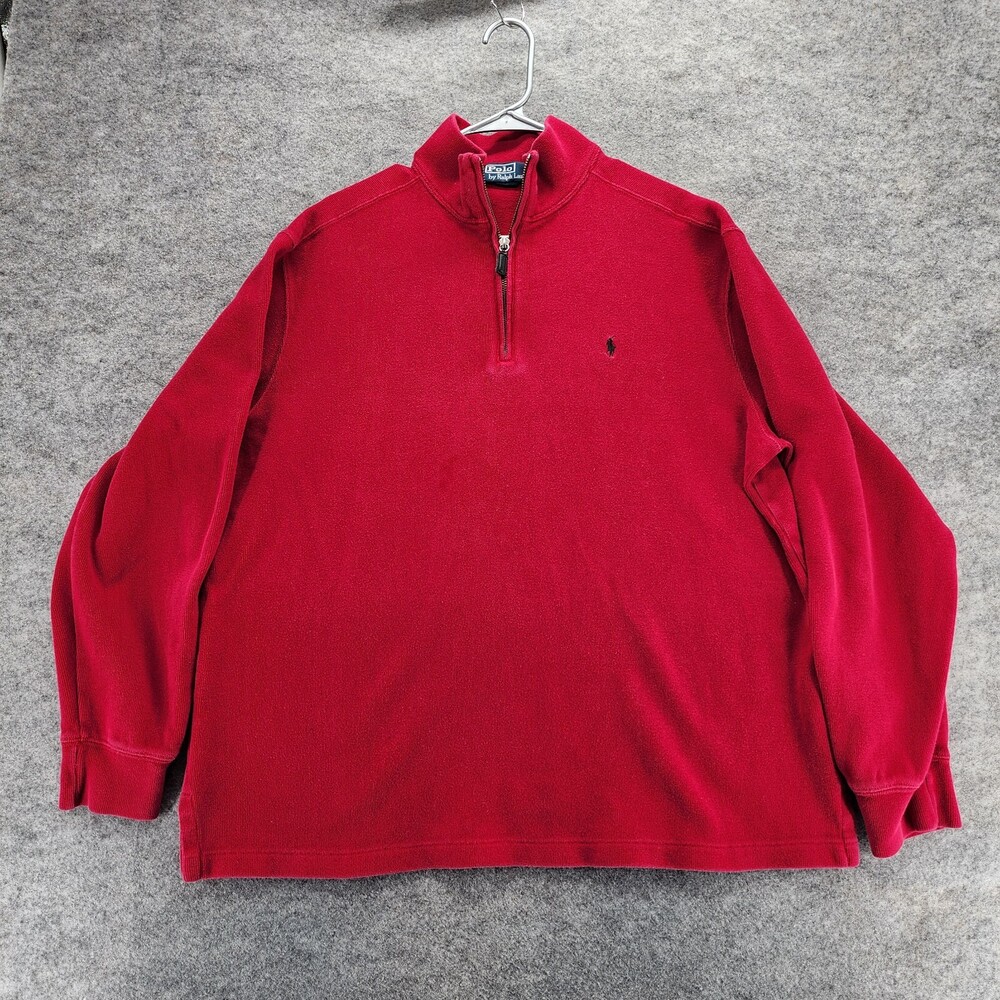 Polo Ralph Lauren Sweater Mens Extra Large Pullover Quarter Zip Red